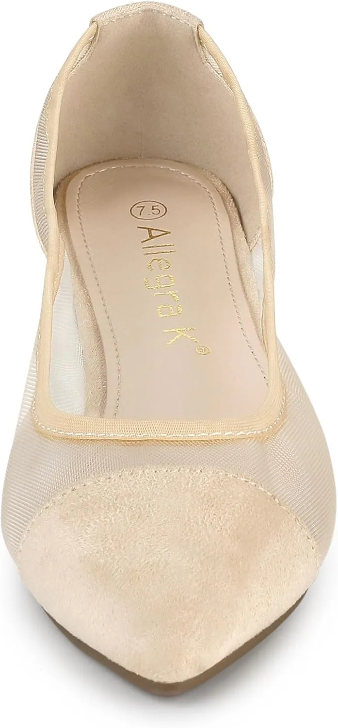 Allegra K Women's Pointed Toe Slip On Mesh Flats