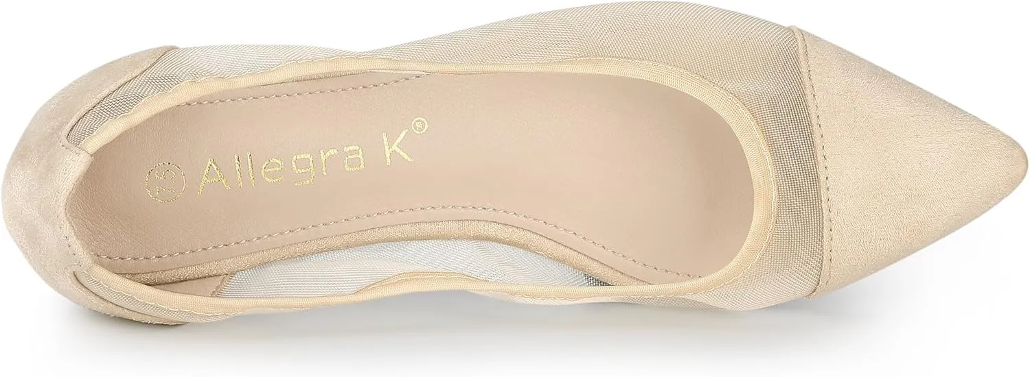 Allegra K Women's Pointed Toe Slip On Mesh Flats