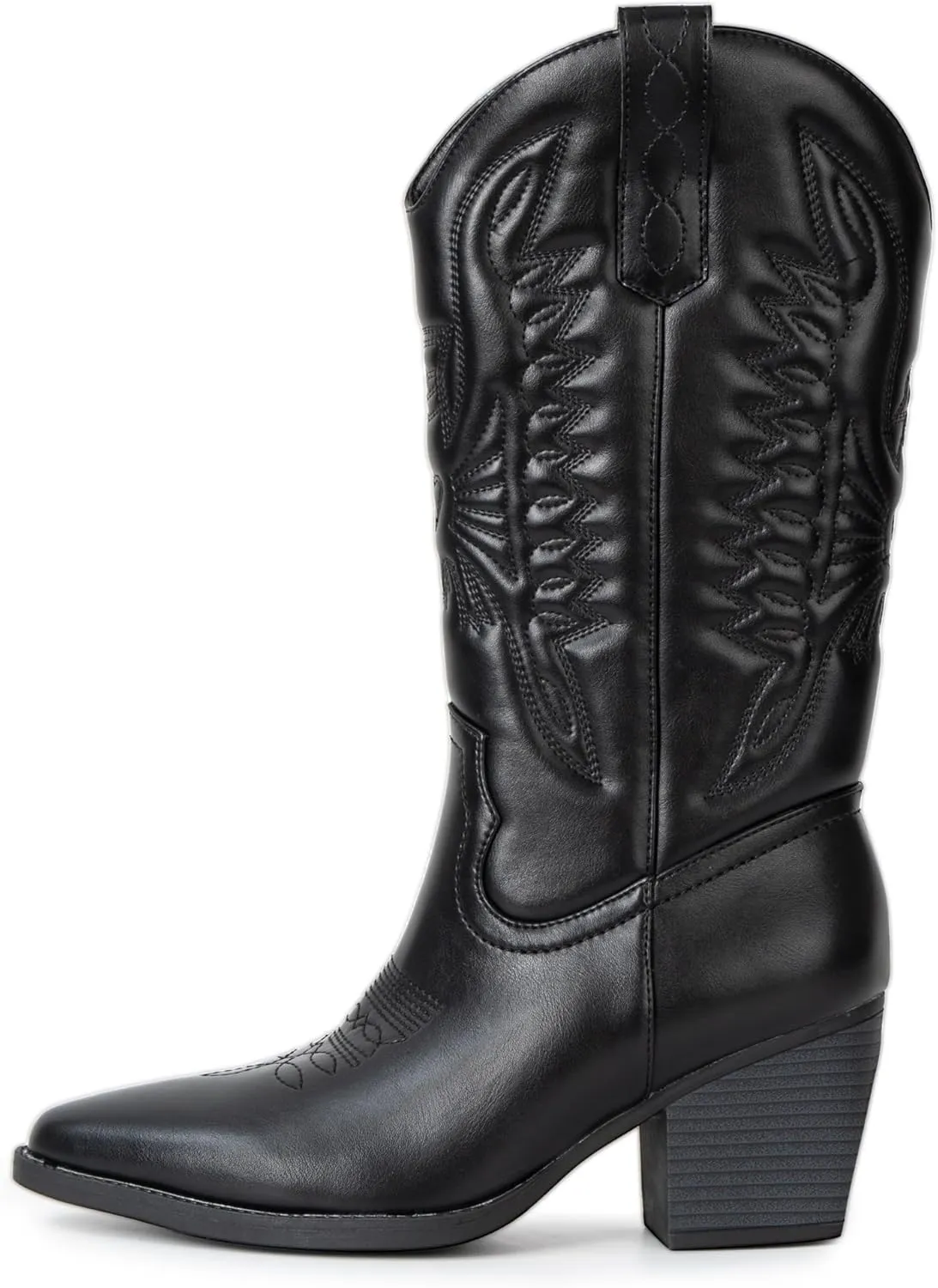 Alpine Swiss Sadie Womens Cowboy Boots Western Cowgirl Boots Mid Calf Chunky Block High Heel Booties
