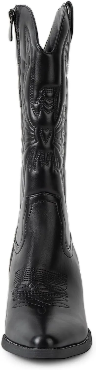Alpine Swiss Sadie Womens Cowboy Boots Western Cowgirl Boots Mid Calf Chunky Block High Heel Booties