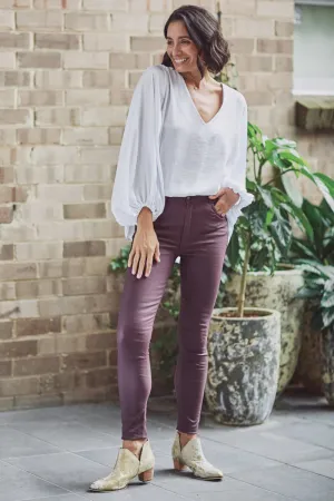Amber Coated Skinny Jean | Burgundy