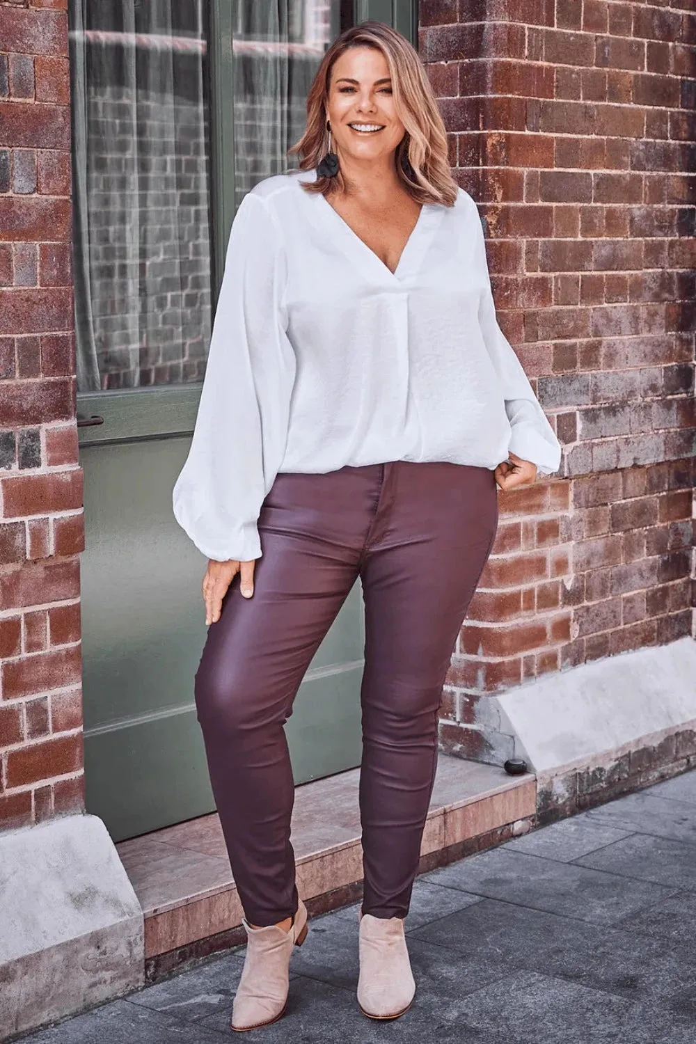 Amber Coated Skinny Jean | Burgundy
