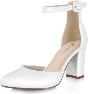 Ankis Closed Toe Heels for Women -Black Nude White Silver Gold Womens Heels Closed Round Toe Chunky Block Pumps Shoes, 3 Inch