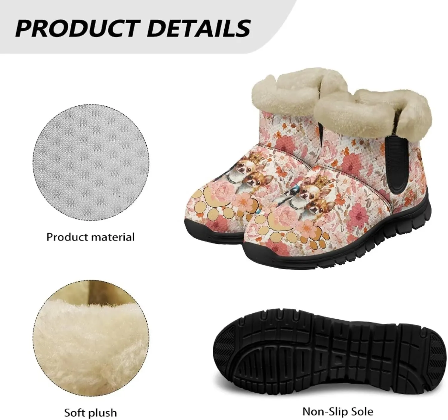 Ankle Boots for Women Waterproof Anti-Slip Warm Fur Lined Winter Fuzzy Boot Outdoor Comfortable Insulated Slip On Booties Shoes for Hiking Walking