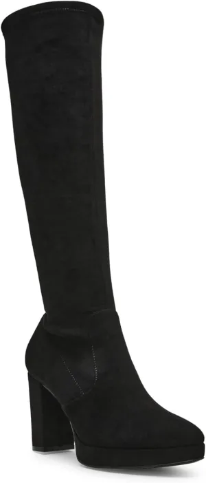 Anne Klein Womens Journey Block Heel Faux Suede Knee-High Boots