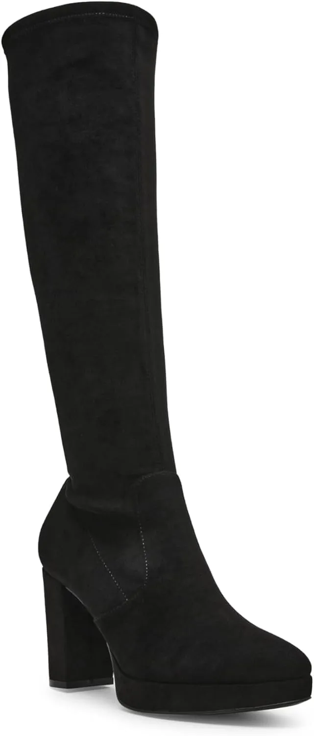 Anne Klein Womens Journey Block Heel Faux Suede Knee-High Boots