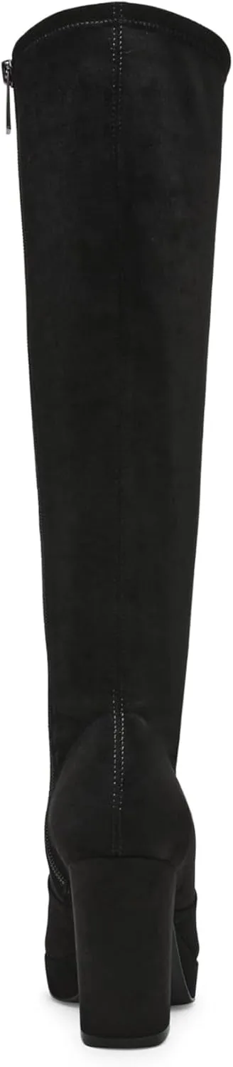 Anne Klein Womens Journey Block Heel Faux Suede Knee-High Boots