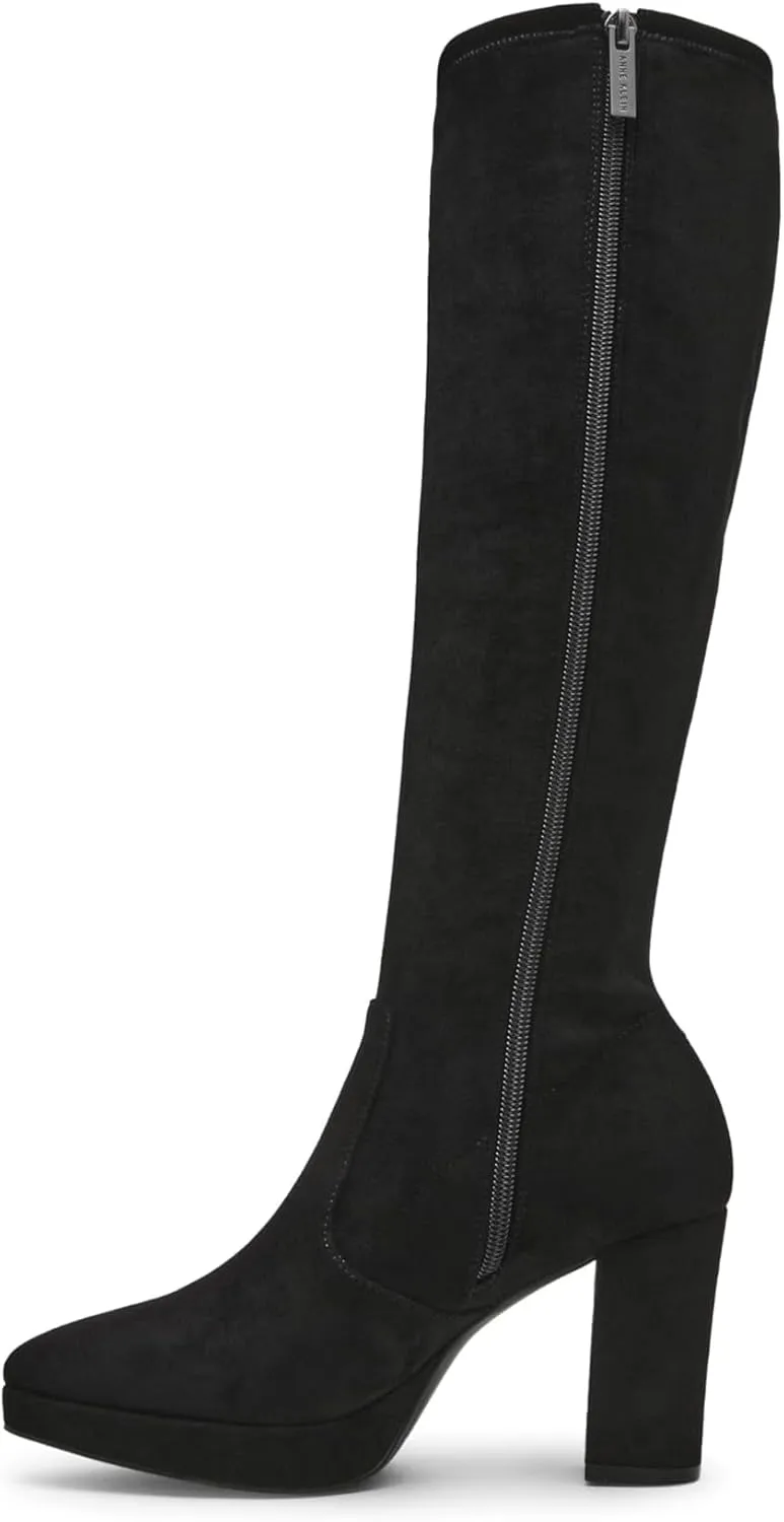 Anne Klein Womens Journey Block Heel Faux Suede Knee-High Boots