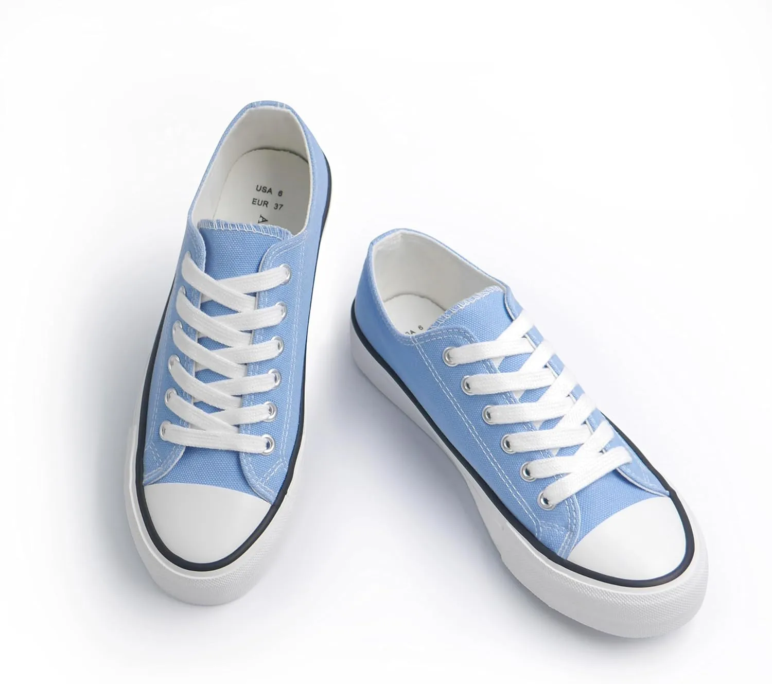 ANTLULU Womens Canvas Shoes Low Top and Lace up Fashion Casual Sneakers Black and White Classic