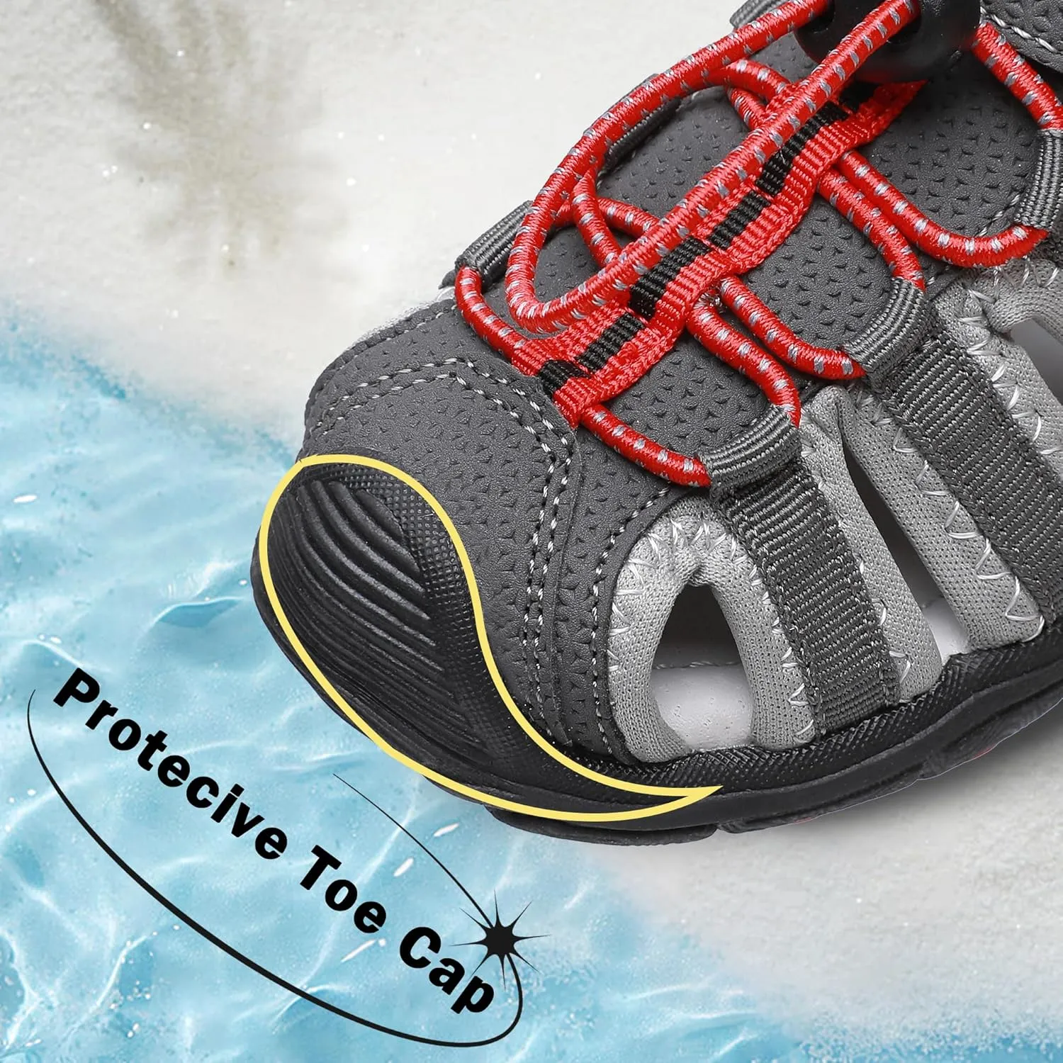 Apakowa Kids Boys Sandals Summer Outdoor Athletic Double Strap Closed-Toe Beach Sandals Sport (Toddler/Little Kid)
