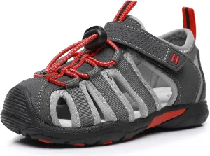 Apakowa Kids Boys Sandals Summer Outdoor Athletic Double Strap Closed-Toe Beach Sandals Sport (Toddler/Little Kid)