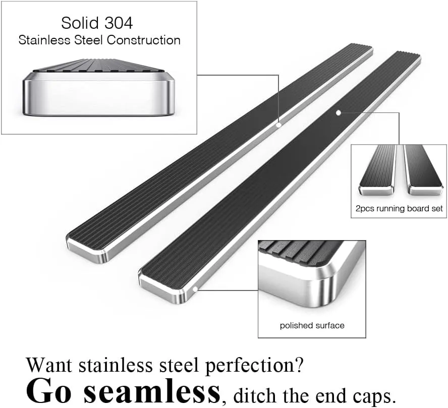 APS (304 Stainless Steel Polished Silver 6 inches Running Boards Nerf Bars Side Steps Compatible with Chevy Suburban 2021-2025