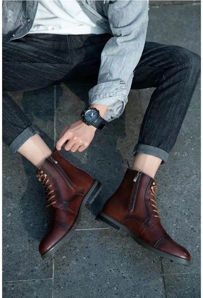 Arkbird Mens Chelsea Boots, Stylish and Comfort Leather Chukka Ankle Boots with Zipper