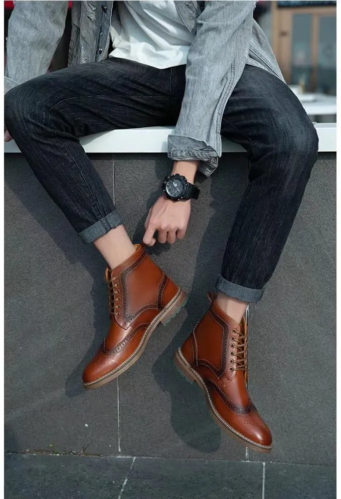 Arkbird Mens Chelsea Boots, Stylish and Comfort Leather Chukka Ankle Boots with Zipper