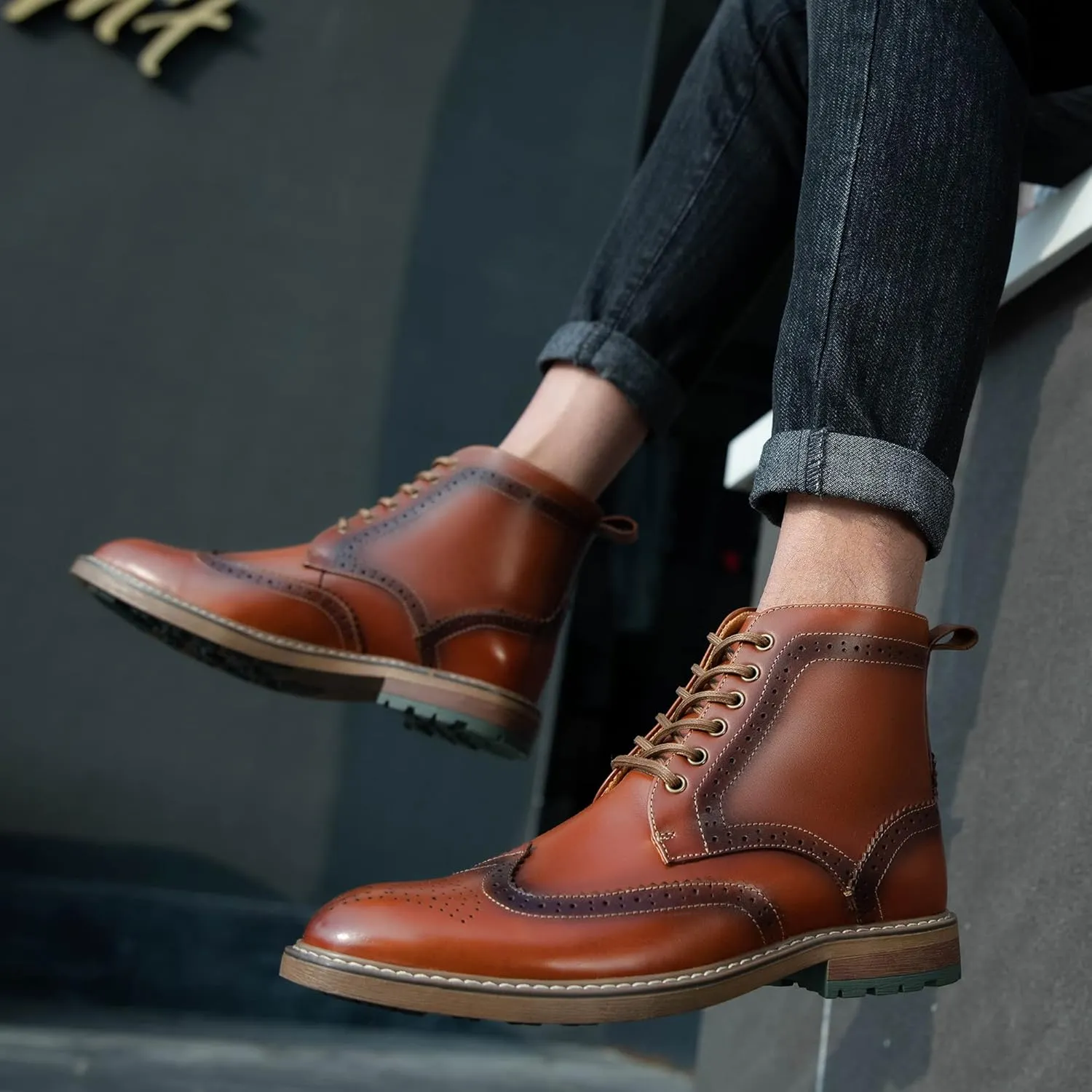 Arkbird Mens Chelsea Boots, Stylish and Comfort Leather Chukka Ankle Boots with Zipper