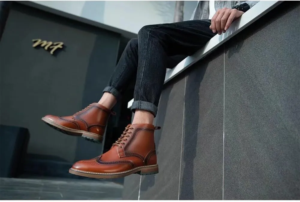 Arkbird Mens Chelsea Boots, Stylish and Comfort Leather Chukka Ankle Boots with Zipper