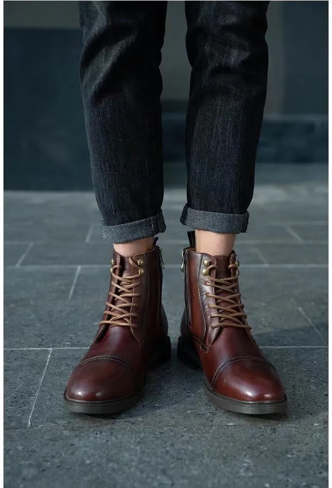 Arkbird Mens Chelsea Boots, Stylish and Comfort Leather Chukka Ankle Boots with Zipper