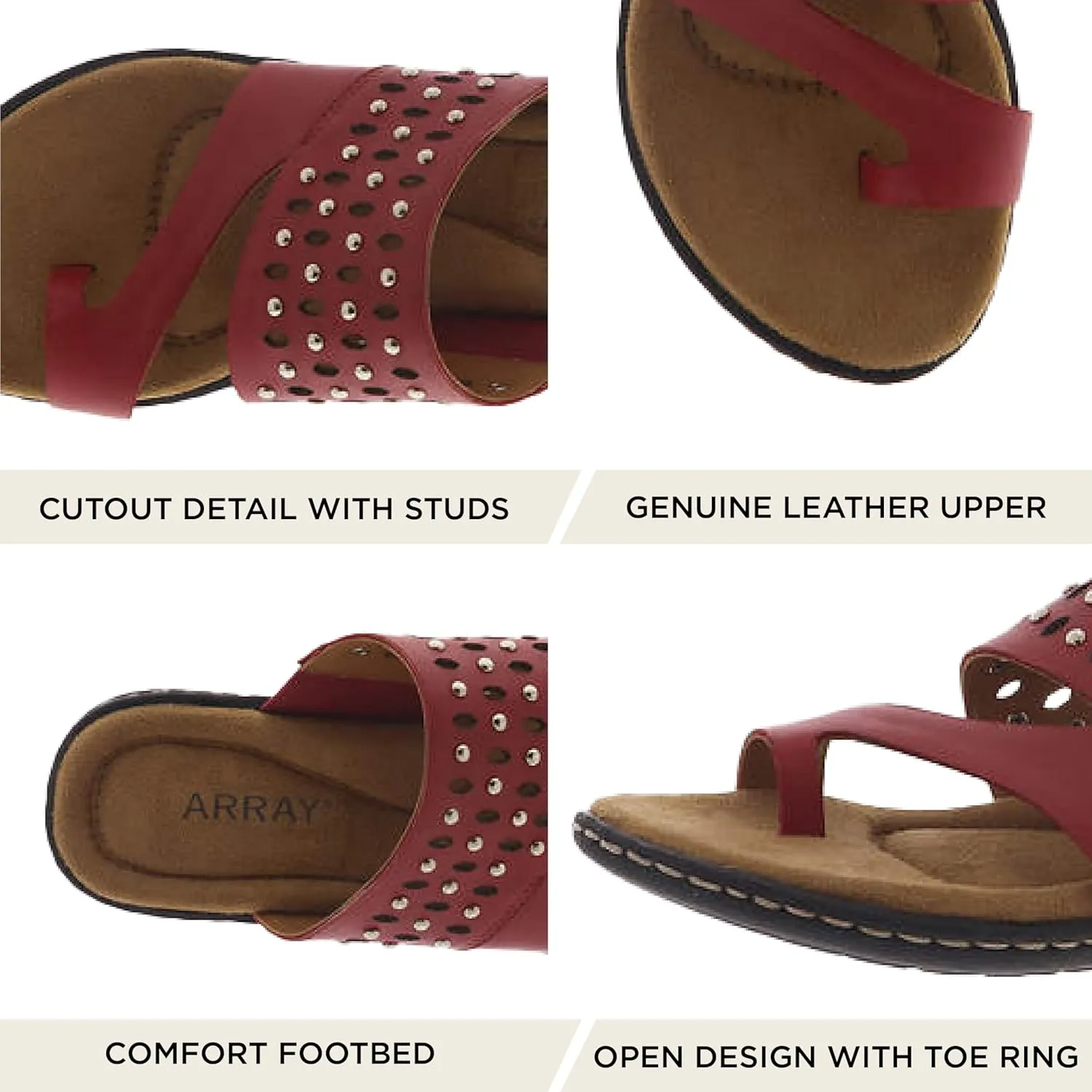 ARRAY Women's Catalina Leather Slip-On Sandal with Studs