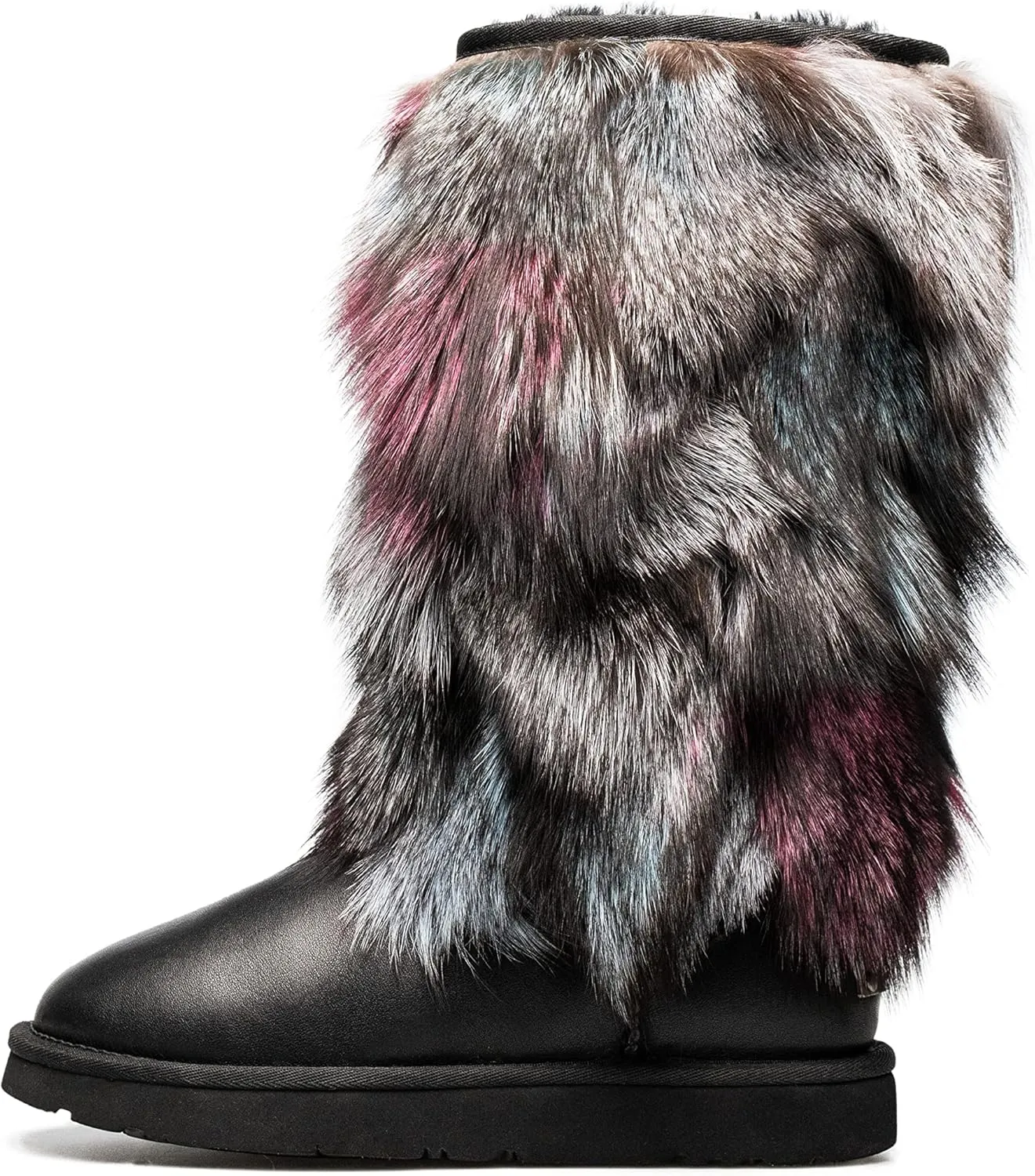AU&MU Aumu Women's Fur Boot Furry Fluffy Mid-Calf Boots Warm Comfortable Outdoor Snow boots