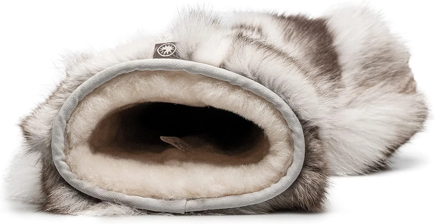 AU&MU Aumu Women's Fur Boot Furry Fluffy Mid-Calf Boots Warm Comfortable Outdoor Snow boots