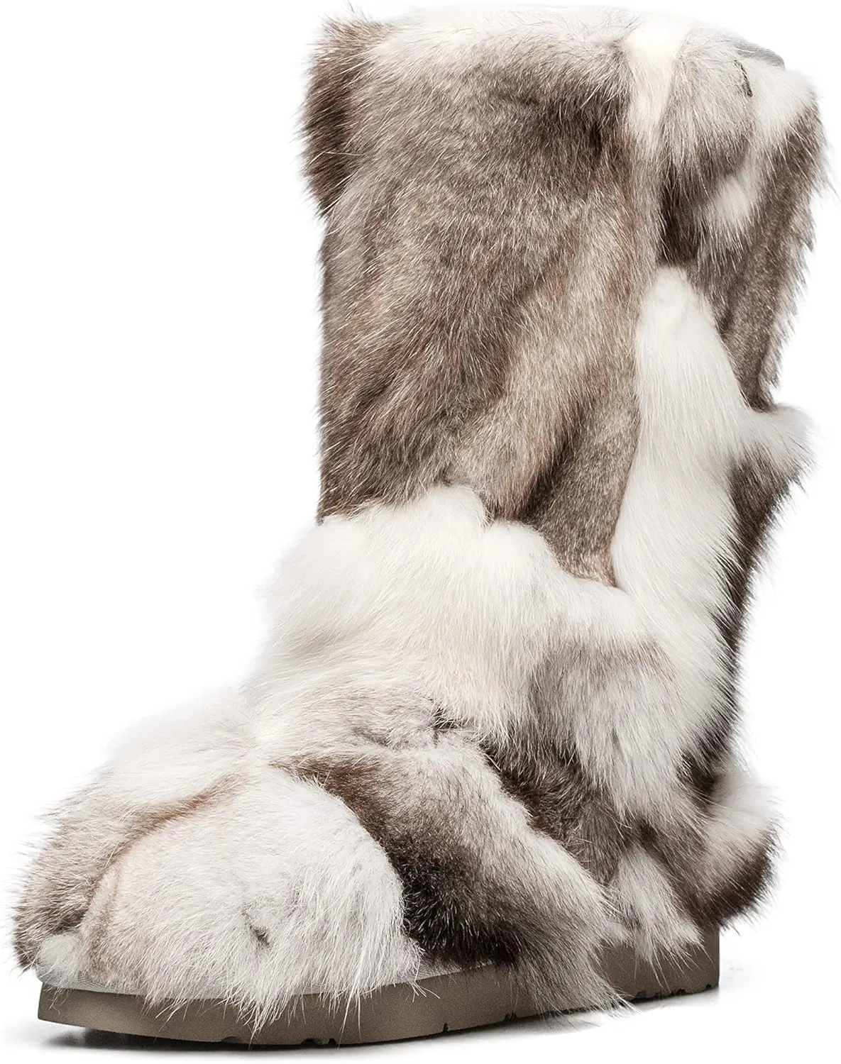 AU&MU Aumu Women's Fur Boot Furry Fluffy Mid-Calf Boots Warm Comfortable Outdoor Snow boots