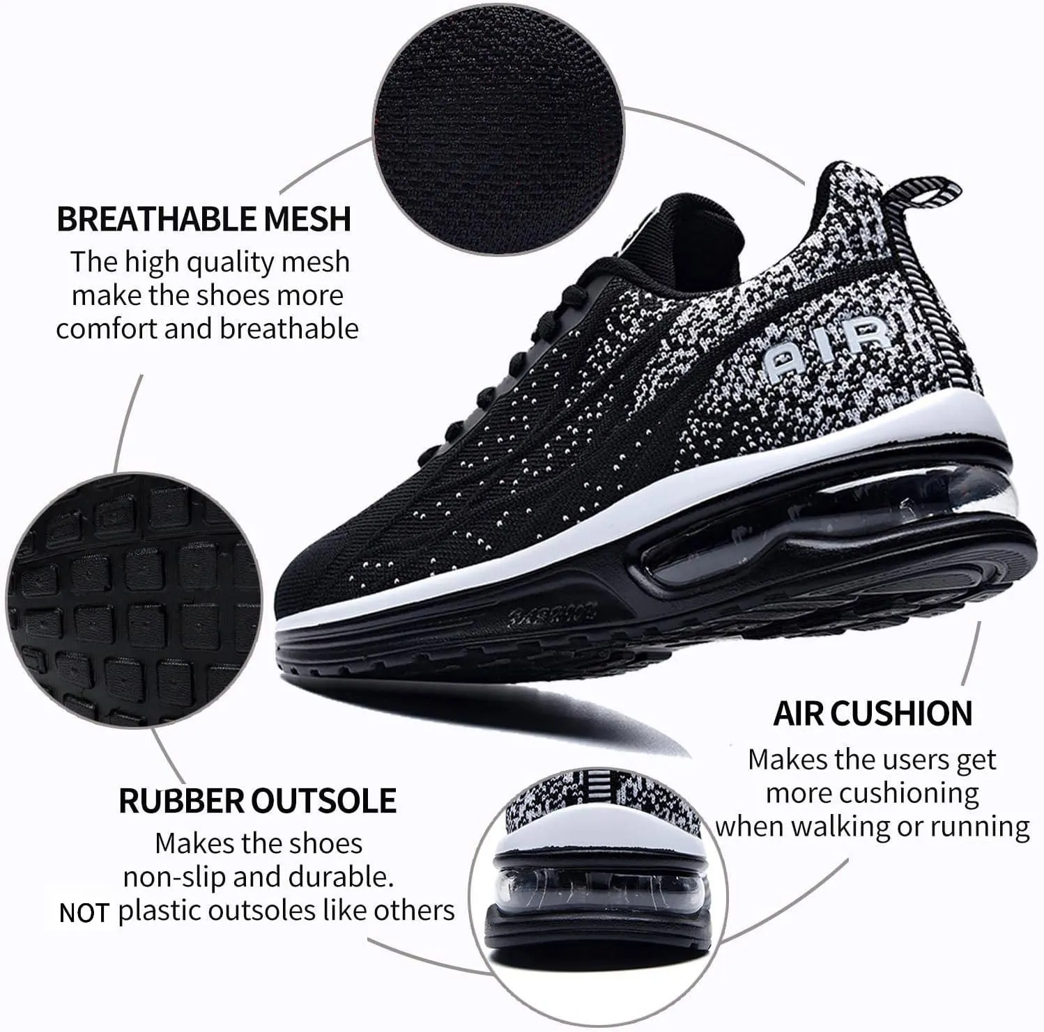 AUPERF Men's Air Running Shoes Lightweight Breathable Workout Footwear Walking Sports Tennis Sneaker