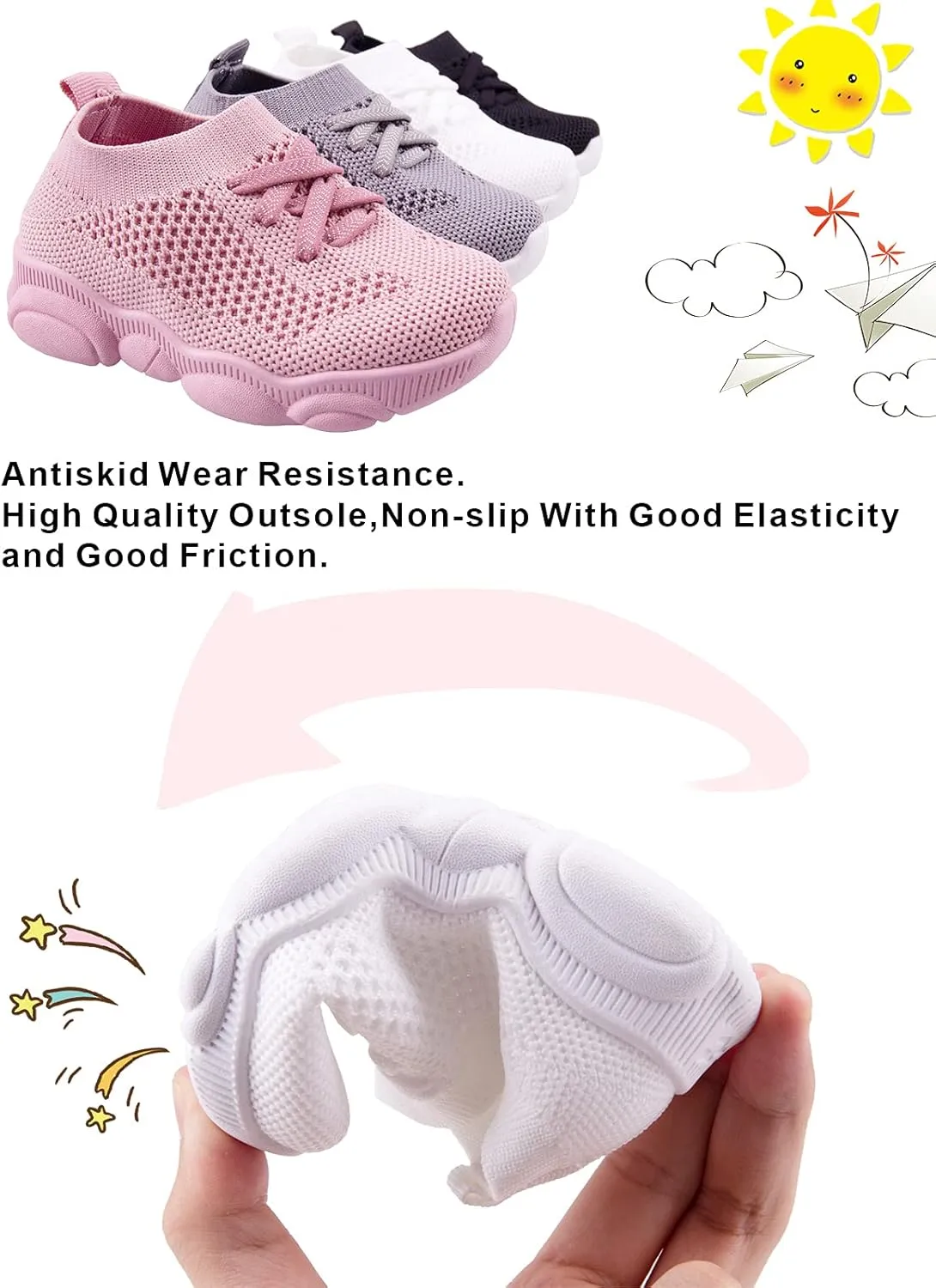Baby Boy Girl First Walking Shoes Toddler Infant Mesh Sneakers Breathable Lightweight Non-slip Rubber Sole Summer