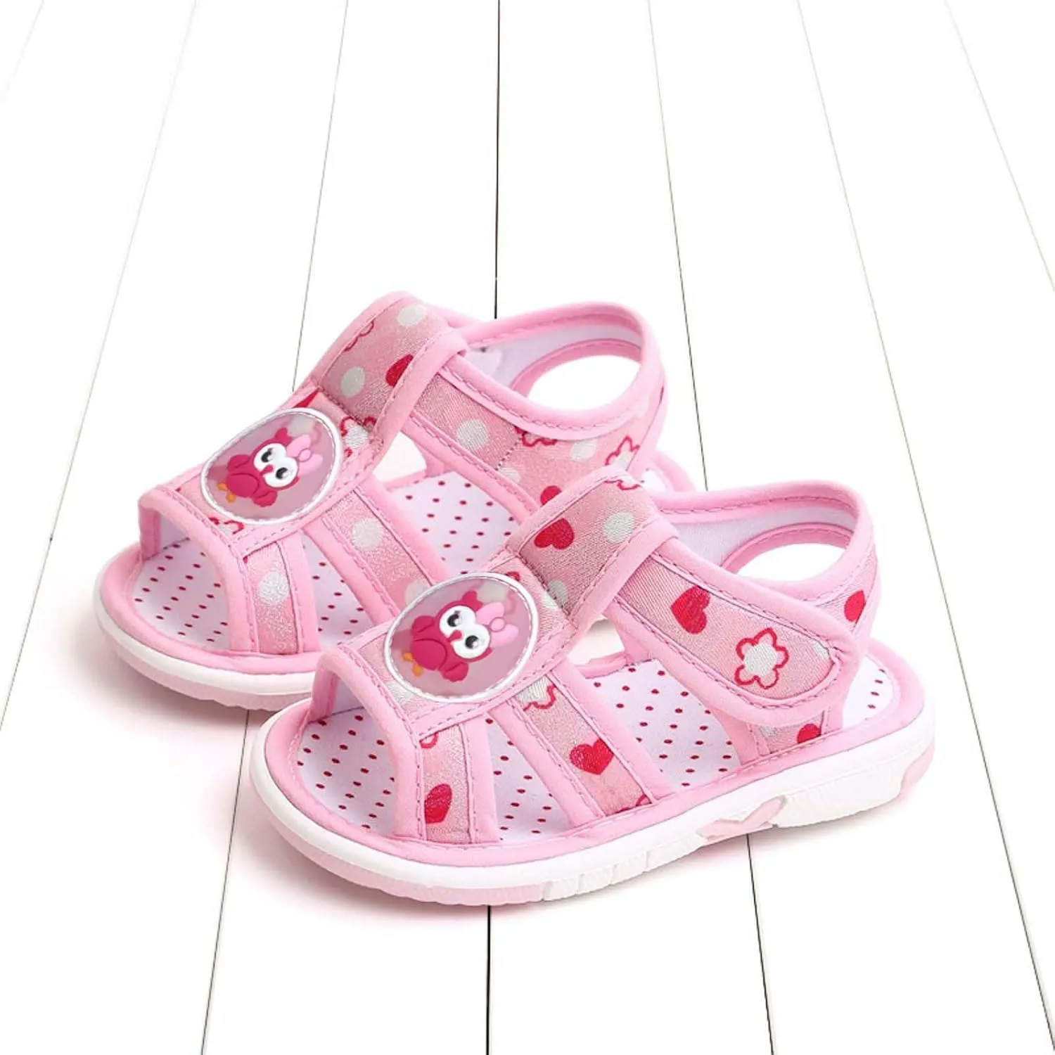 Baby Boy Girl Summer Sandals Infant Squeaky Shoes Lightwight Non-Slip Toddler Flat Bottom Non Slip OpenToe Breathable Soft Infant Sandals