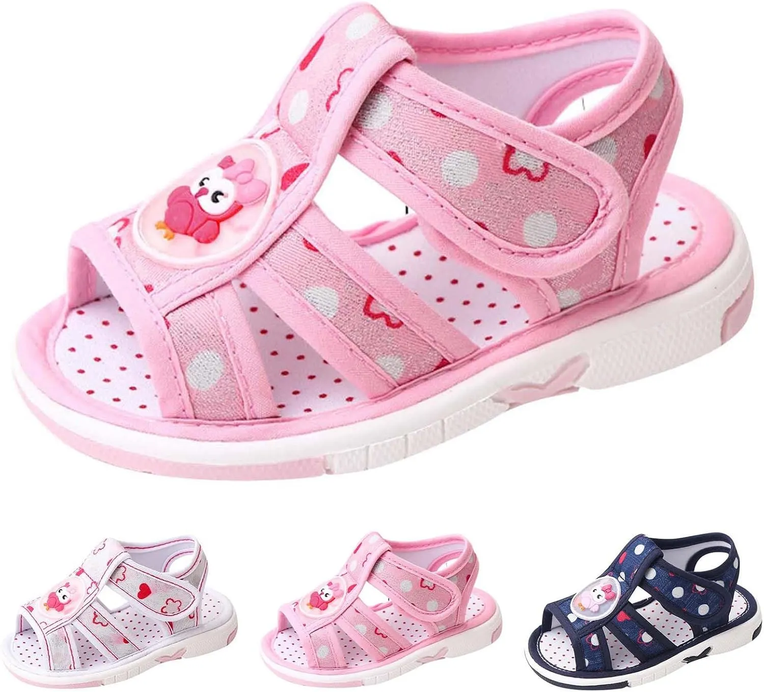 Baby Boy Girl Summer Sandals Infant Squeaky Shoes Lightwight Non-Slip Toddler Flat Bottom Non Slip OpenToe Breathable Soft Infant Sandals