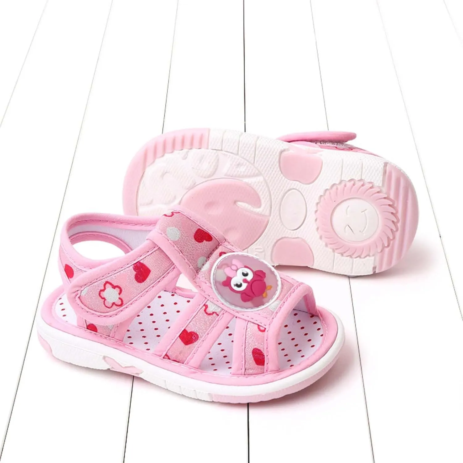 Baby Boy Girl Summer Sandals Infant Squeaky Shoes Lightwight Non-Slip Toddler Flat Bottom Non Slip OpenToe Breathable Soft Infant Sandals