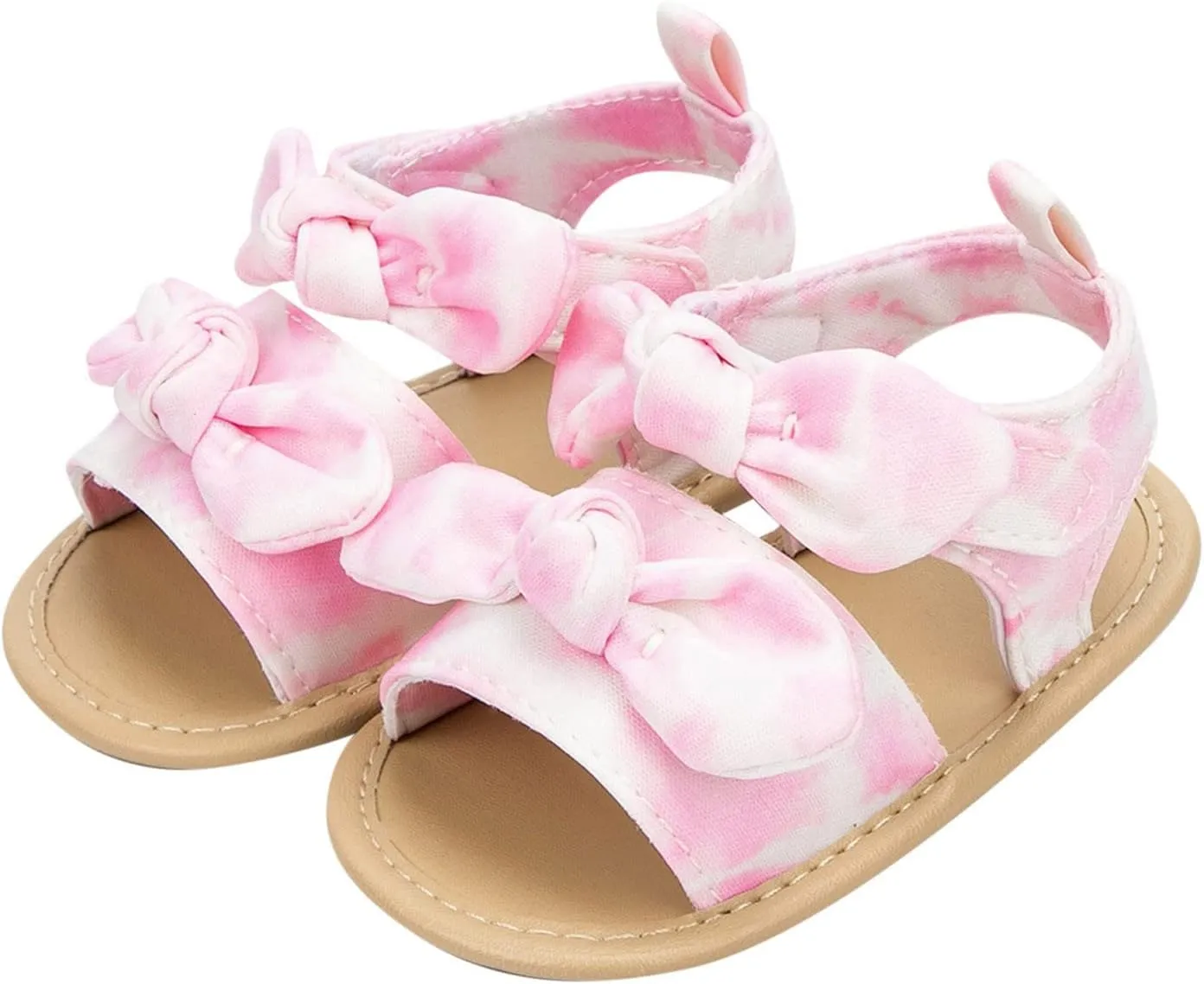Baby Moccasins Slippers for Girls Infant Girls Open Toe Bowknot Tie Dye Shoes First Walkers Baby Skippers