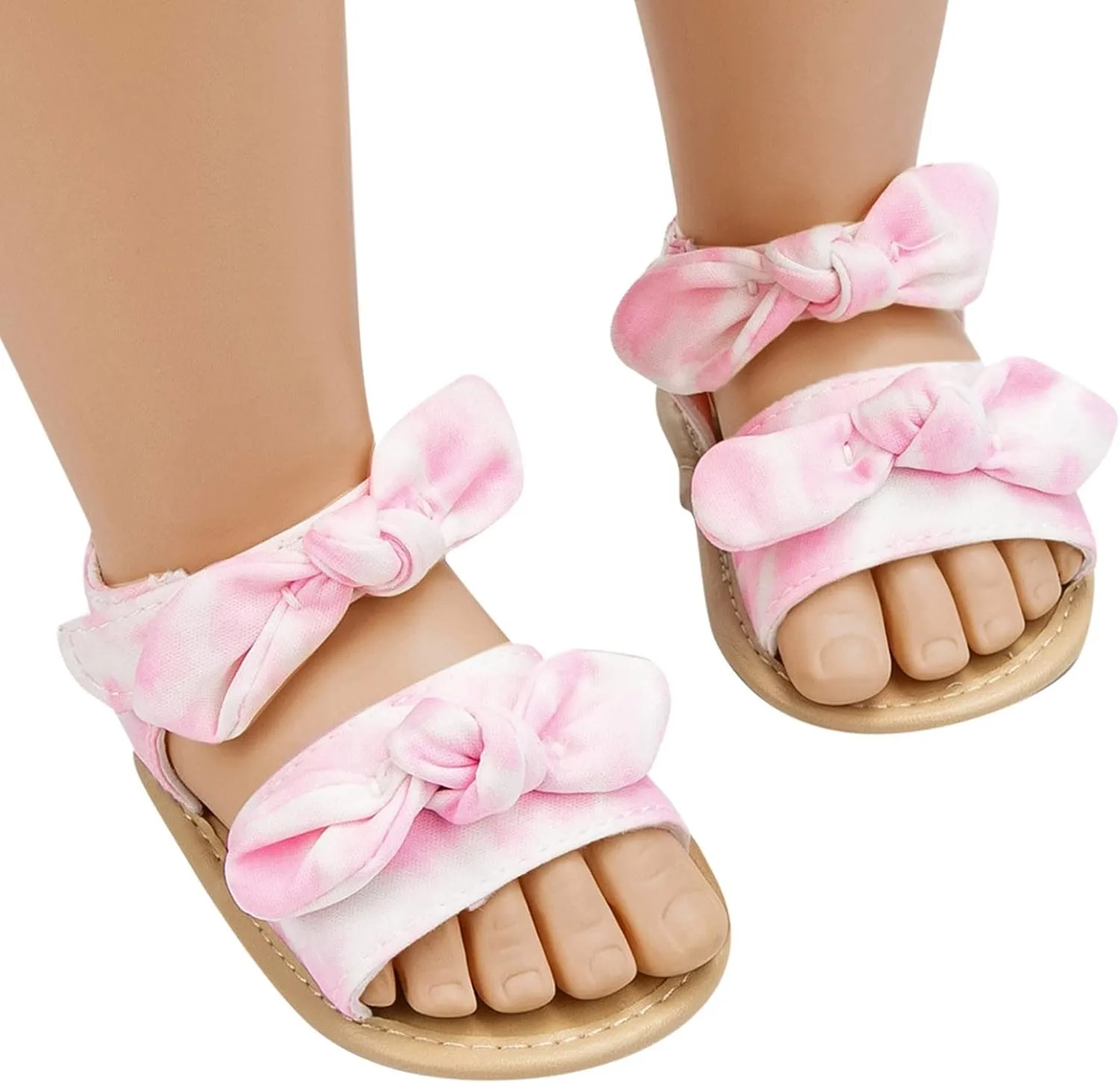 Baby Moccasins Slippers for Girls Infant Girls Open Toe Bowknot Tie Dye Shoes First Walkers Baby Skippers