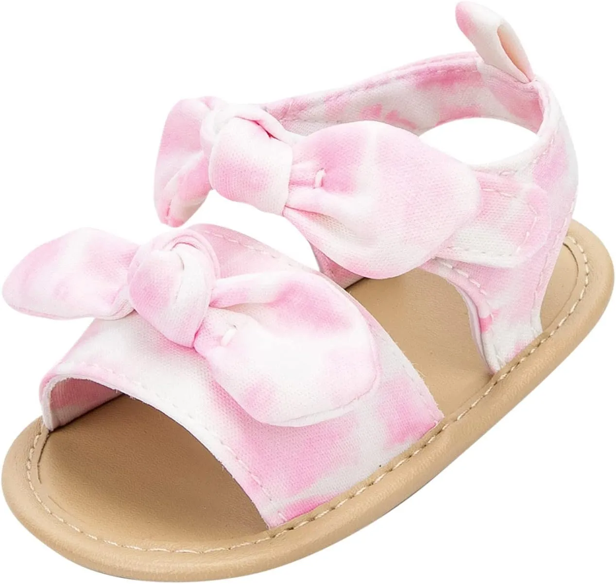 Baby Moccasins Slippers for Girls Infant Girls Open Toe Bowknot Tie Dye Shoes First Walkers Baby Skippers