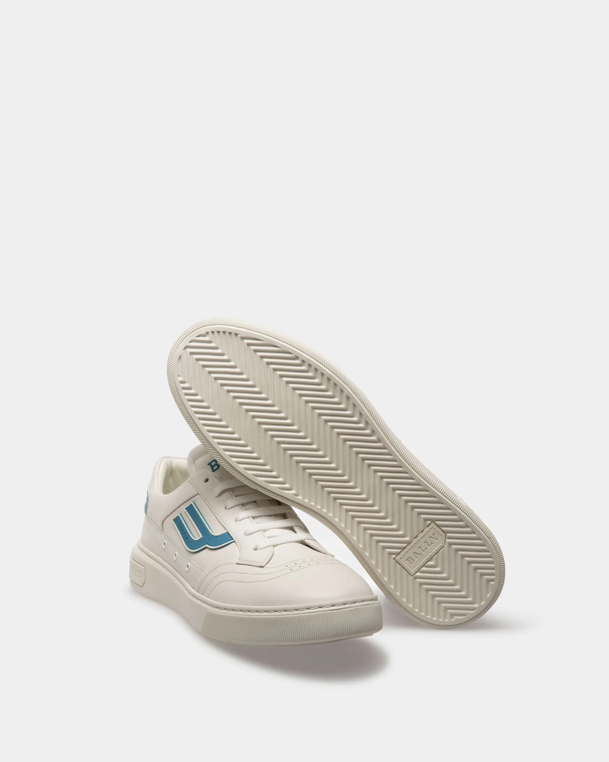 Bally Lift Sneaker in White and Teal Leather