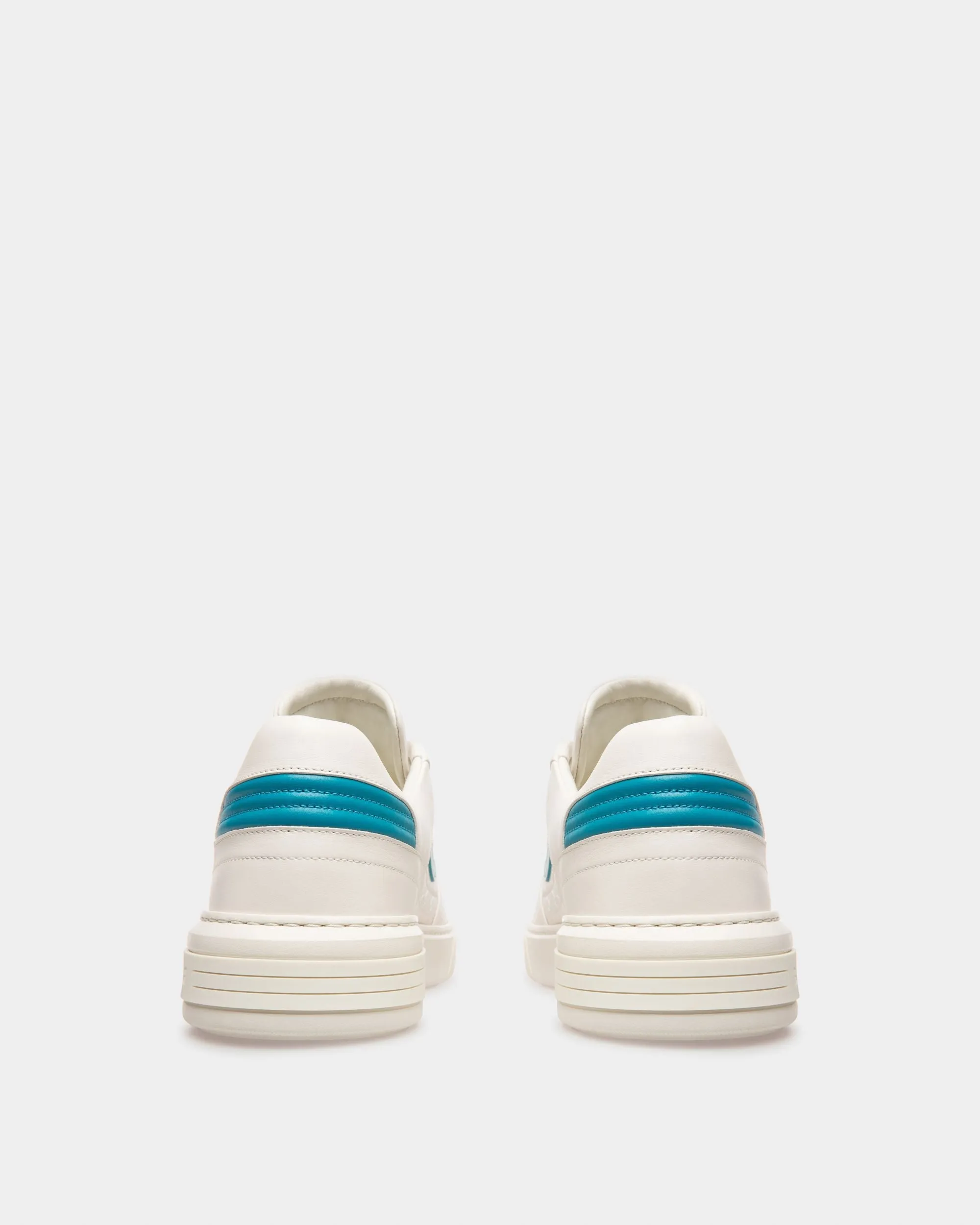 Bally Lift Sneaker in White and Teal Leather