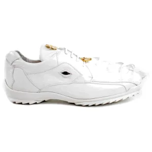 Belvedere Vasco Men's White Hornback Crocodile & Soft Calf Sneaker