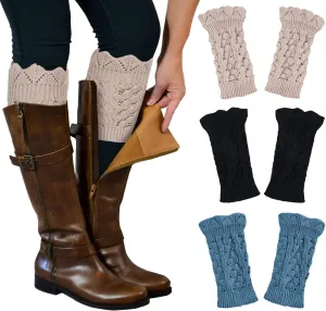 Benefeet Sox 3 Pairs Womens Girls Boot Cuffs Cable Knit Crochet Leg Warmers Socks Winter Warm Short Boot Toppers Socks