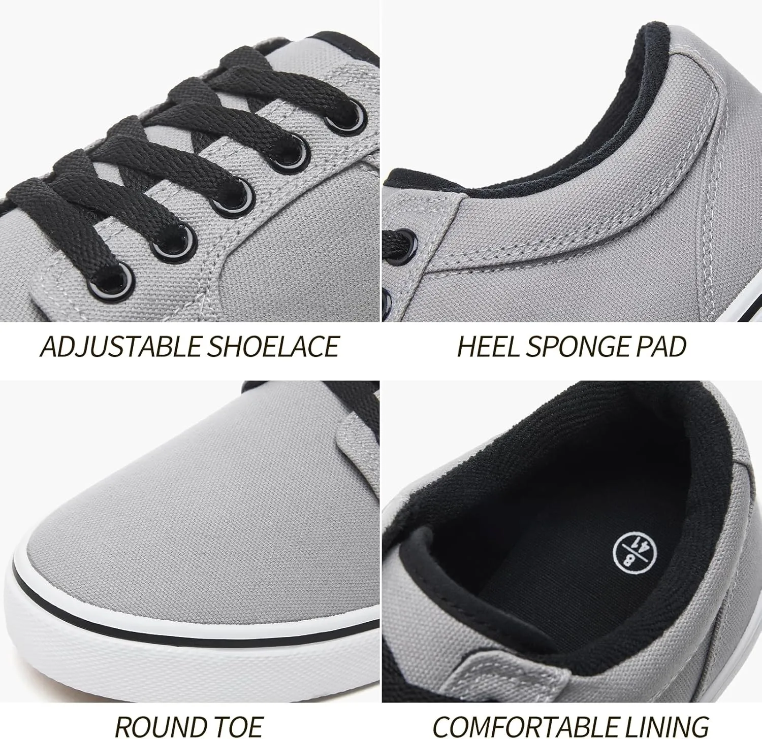 BENPAO Mens White Casual Shoes All Black Fashion Sneakers for Men Low Top Lace Up Canvas Shoes