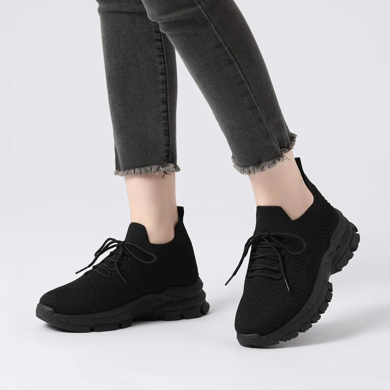 Bernal Sneakers for Women Work Tennis Shoes Fashion Soft Lightweight Mesh Breathable Non Slip Lace-UP Walking Shopping Shoes