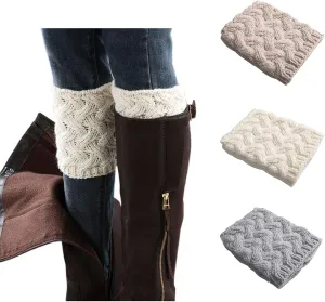 Bestjybt 3 Pairs Womens Short Boots Socks Crochet Knitted Boot Cuffs Leg Warmers Socks