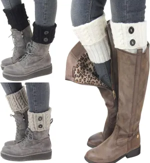 Bestjybt 3 Pairs Womens Short Boots Socks Crochet Knitted Boot Cuffs Leg Warmers Socks