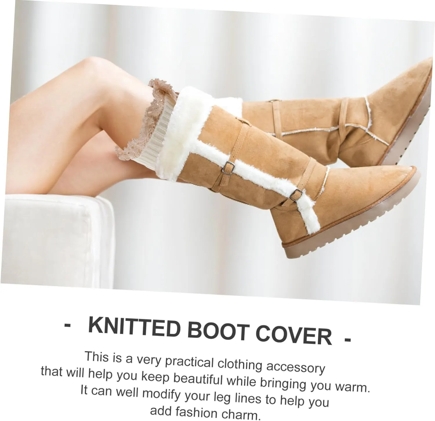 BESTYASH Lace Boot Covers Sock Boot Women Wool Fall Boot Lace Boot Toppers for Women Knitted Boot Cuff Knitted