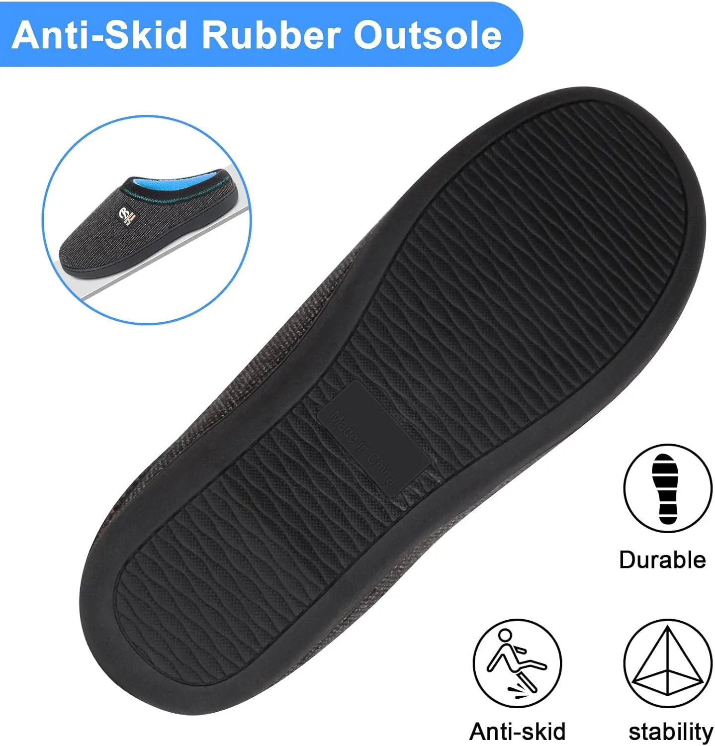 BIAL Mens Slippers, Memory Foam House Slippers Shoes with Anti Slip Sole for Men, Home Slippers Slides for Indoor, Outdoor, Bedroom.