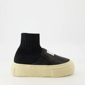 Black Wedge Sock Sneakers