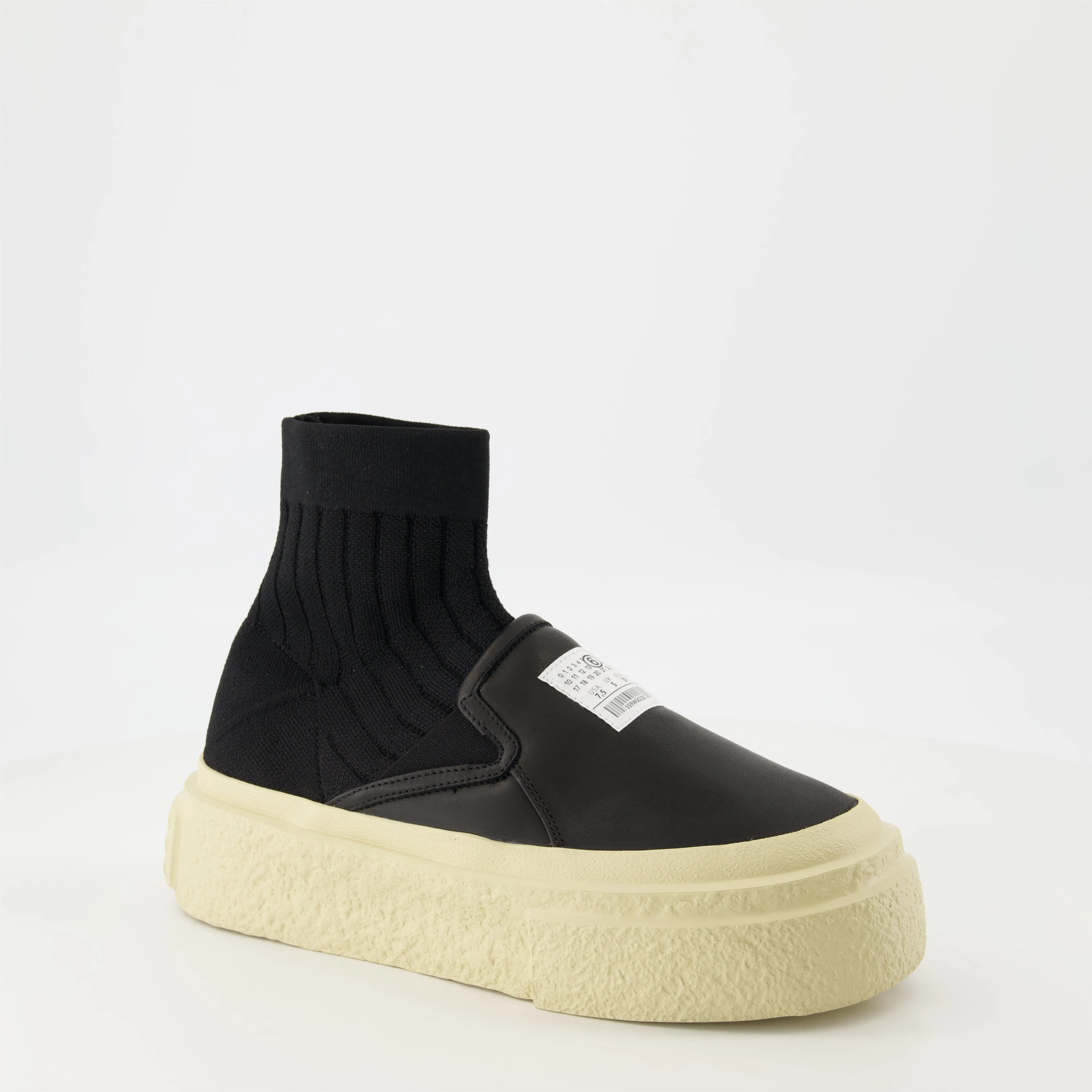 Black Wedge Sock Sneakers