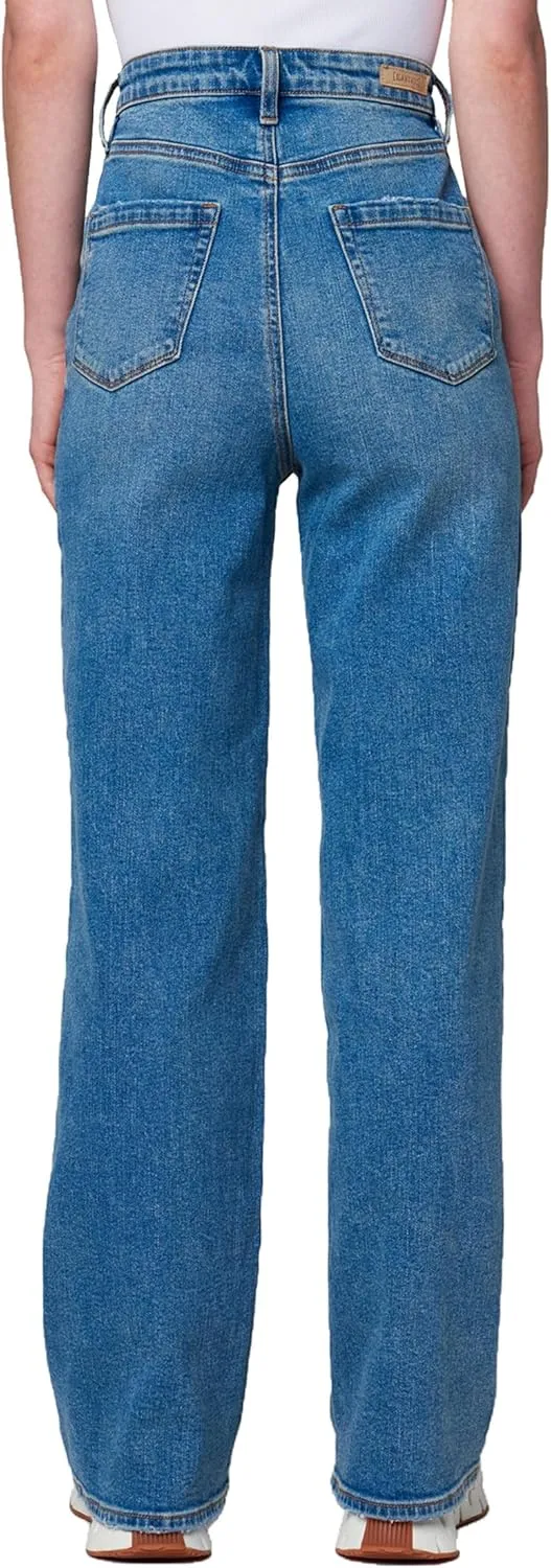 [BLANKNYC] Womens Luxury Clothing High Rise Sustainable Denim Mini Boot Cut Jean, Comfortable & Stylish Pant
