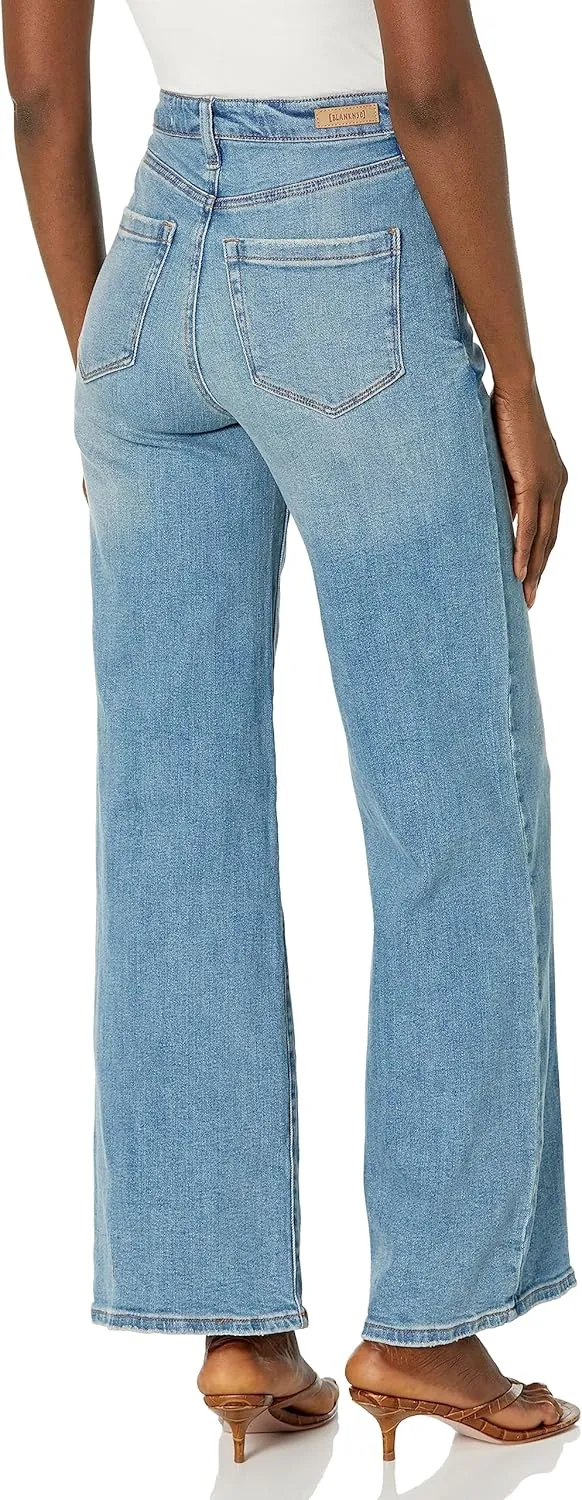 [BLANKNYC] Womens Luxury Clothing High Rise Sustainable Denim Mini Boot Cut Jean, Comfortable & Stylish Pant