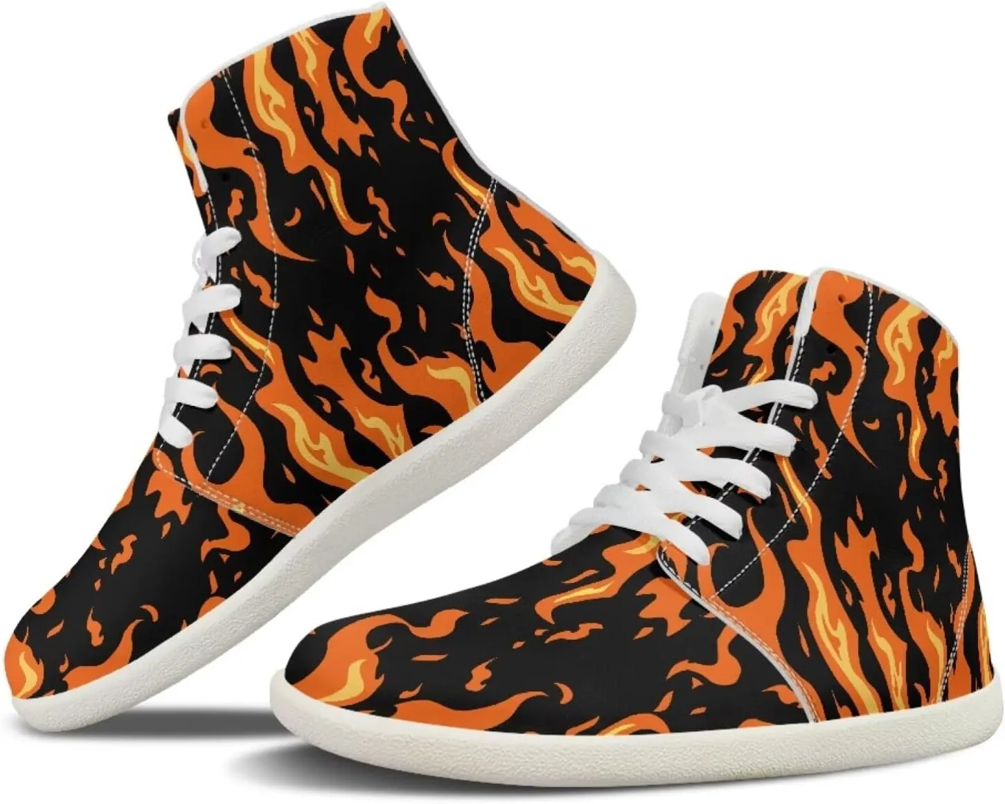 Blitz Flame Print Mens High Top Sneakers Womens Lightweight Wide Toe Barefoot Shoes Anti Slip Zero Drop Walking Shoes Sports Sneakers