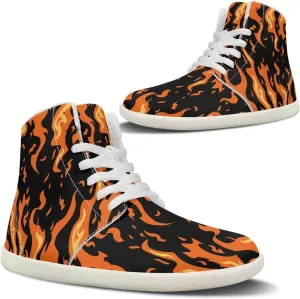 Blitz Flame Print Mens High Top Sneakers Womens Lightweight Wide Toe Barefoot Shoes Anti Slip Zero Drop Walking Shoes Sports Sneakers