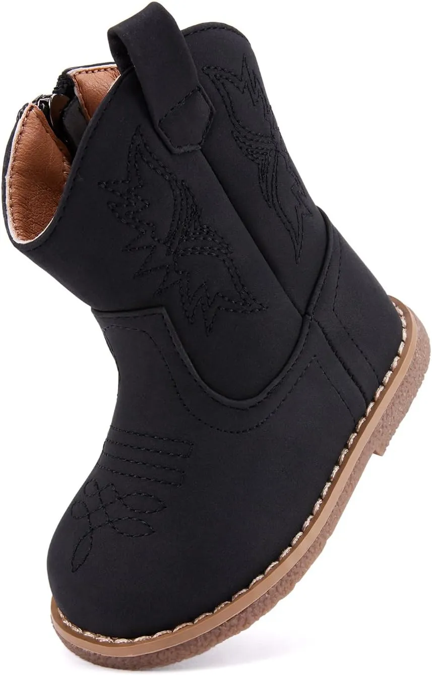 BMCiTYBM Baby Cowboy Cowgirl Boots Infant Western Boots Toddler Boys Girls Round Toe Riding Mid Calf Boots All Seasons for 6 9 12 18 24 Months